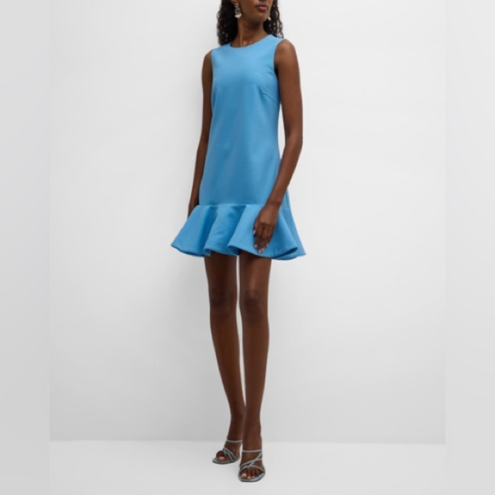 OSCAR DE LA RENTA Jewel Neck Drop Waist Ruffle Sleeveless Mini Dress Size 2 NWT
